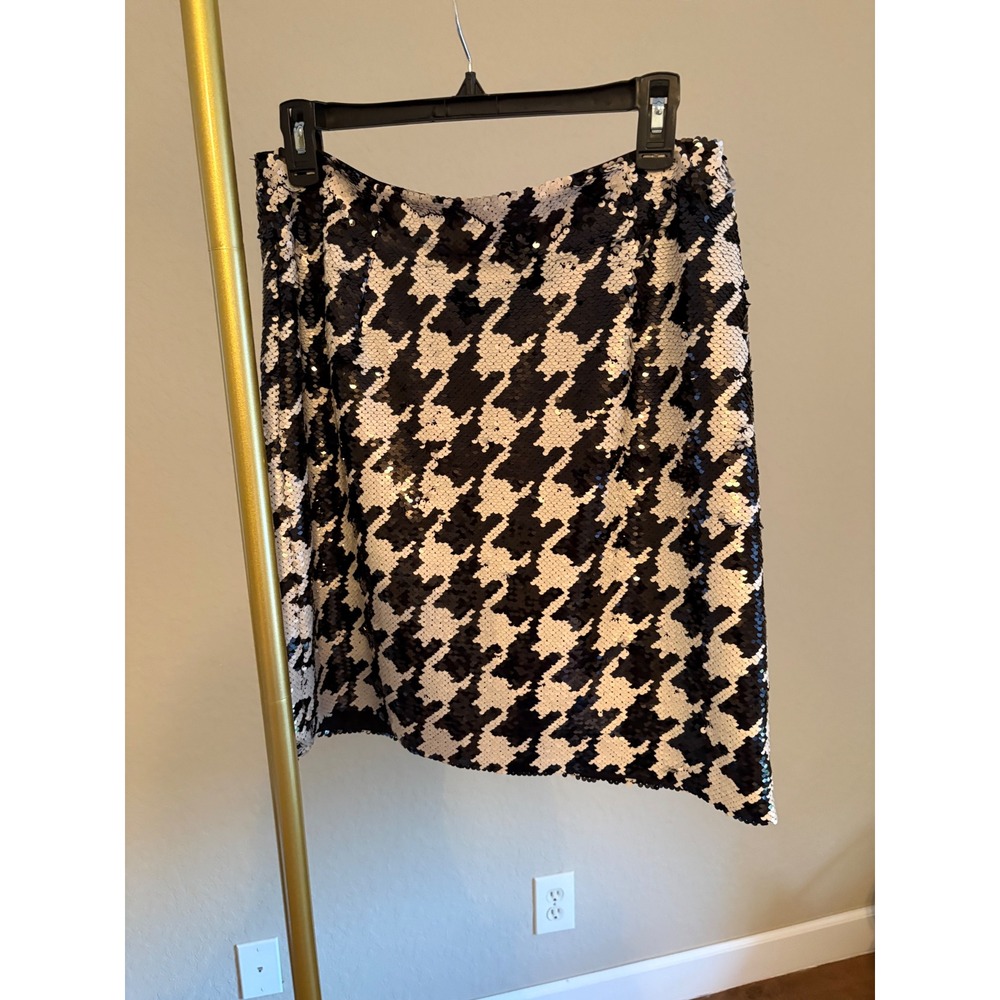 Tyler Boe Sequin Skirt NWT Houndstooth Mini Size 8 Party Glam Maximalist - Picture 1 of 6
